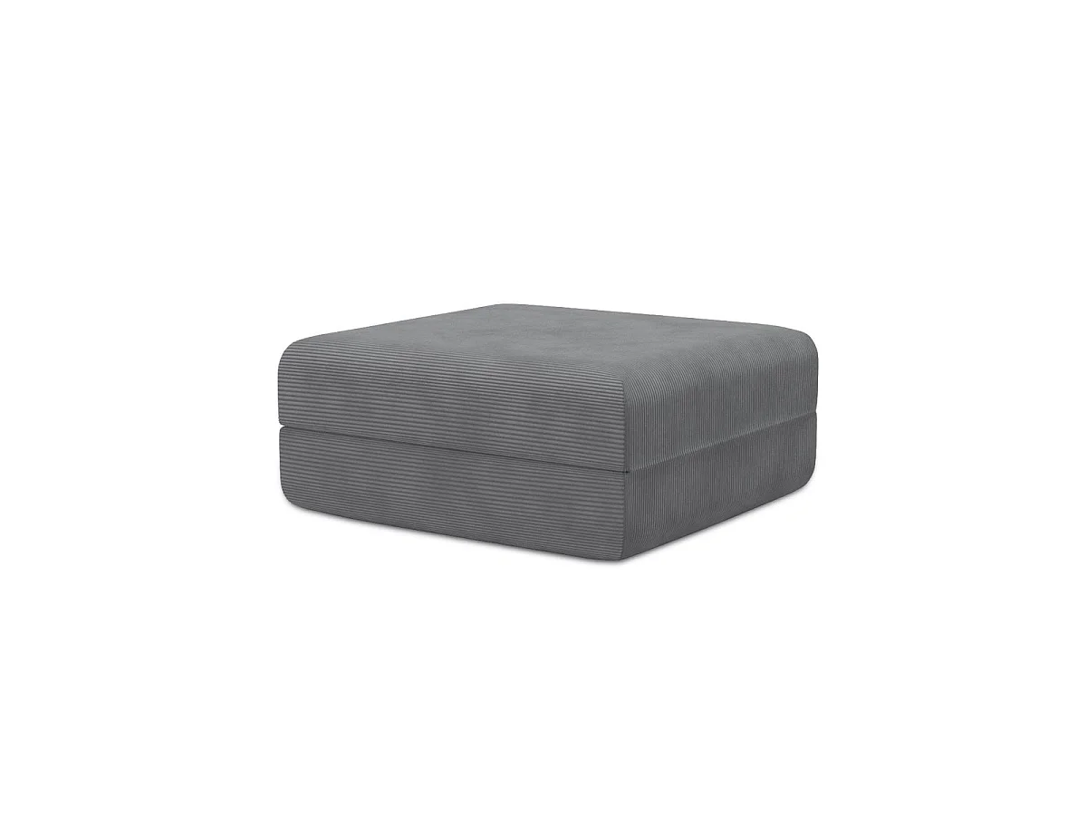 Pouf modulable et convertible - Velours côtelé - Gris