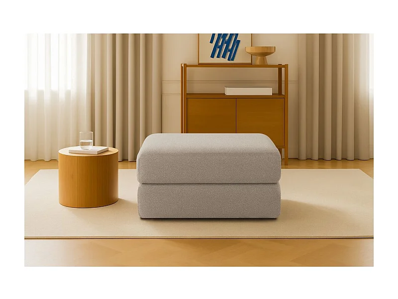 Pouf modulable et convertible - Tissu lisse - Taupe