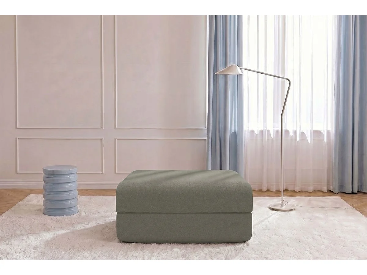 Pouf modulable et convertible - Tissu lisse - Taupe