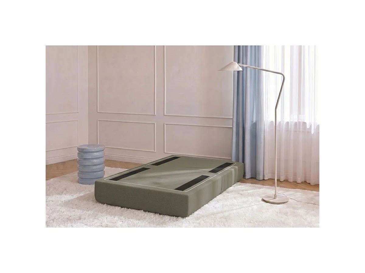Pouf modulable et convertible - Tissu lisse - Taupe