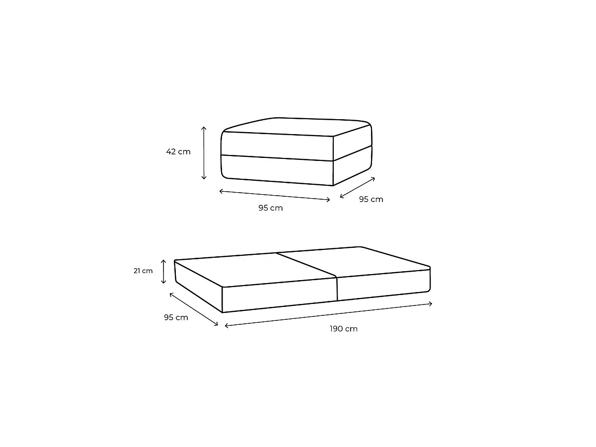 Pouf modulable et convertible - Tissu lisse - Taupe