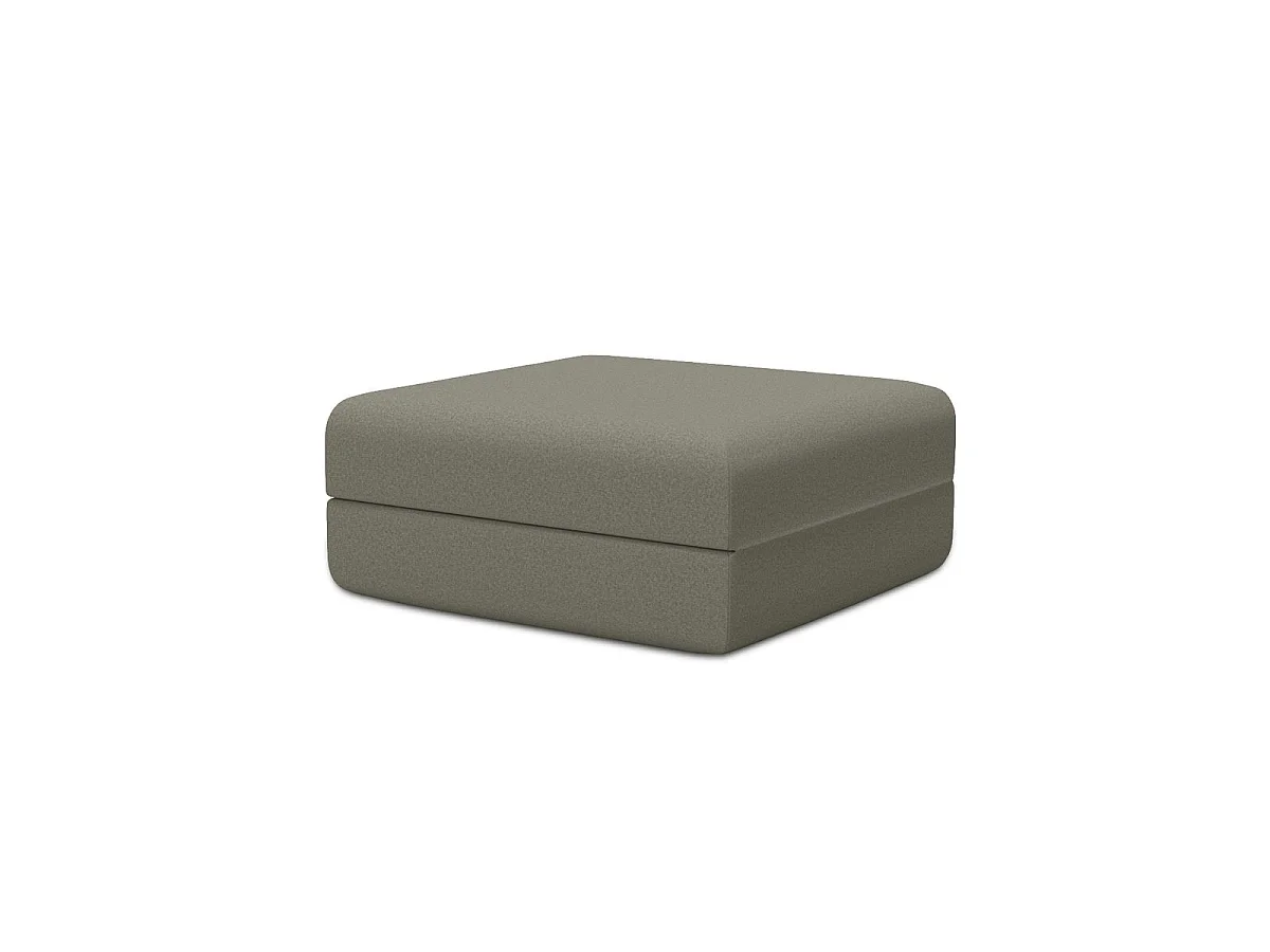 Pouf modulable et convertible - Tissu lisse - Taupe