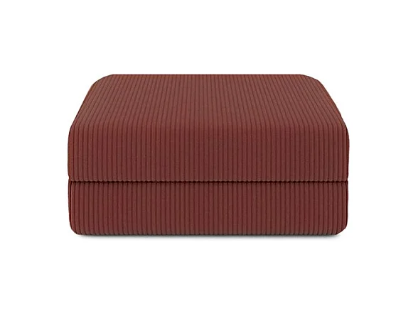 Pouf modulable et convertible - Velours côtelé - Rouge