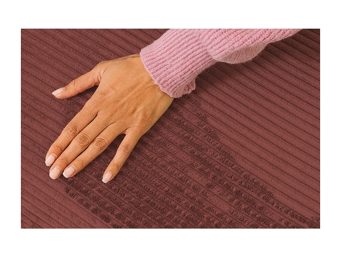 Pouf modulable et convertible - Velours côtelé - Rouge