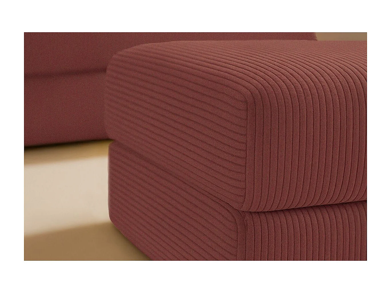 Pouf modulable et convertible - Velours côtelé - Rouge