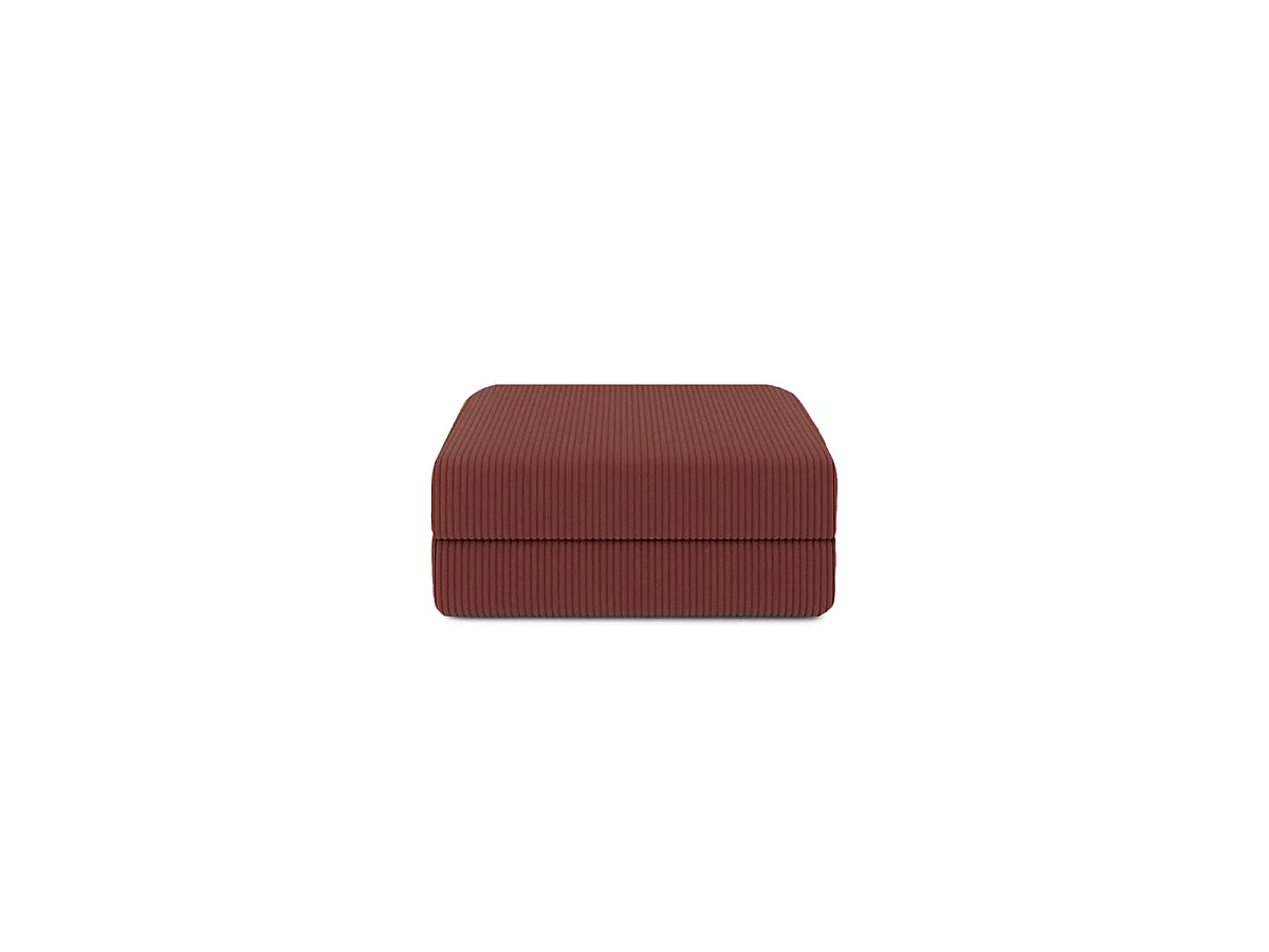 Pouf modulable et convertible - Velours côtelé - Rouge