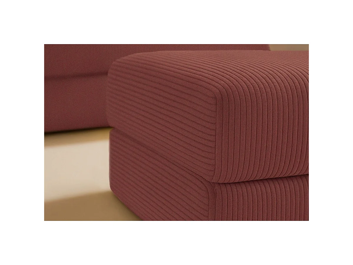 Pouf modulable et convertible - Velours côtelé - Rouge