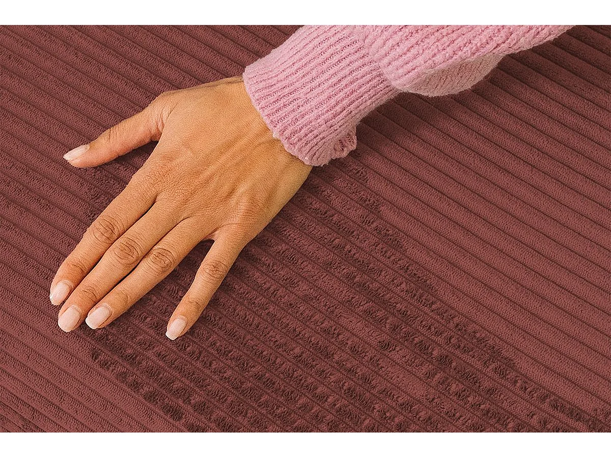 Pouf modulable et convertible - Velours côtelé - Rouge