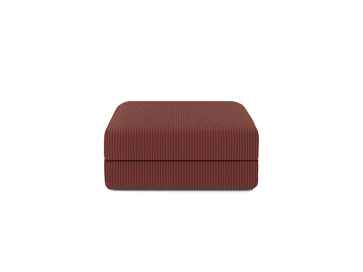 Pouf modulable et convertible - Velours côtelé - Rouge