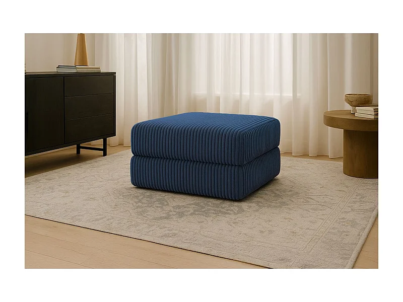 Pouf modulable et convertible - Velours côtelé XL - Bleu