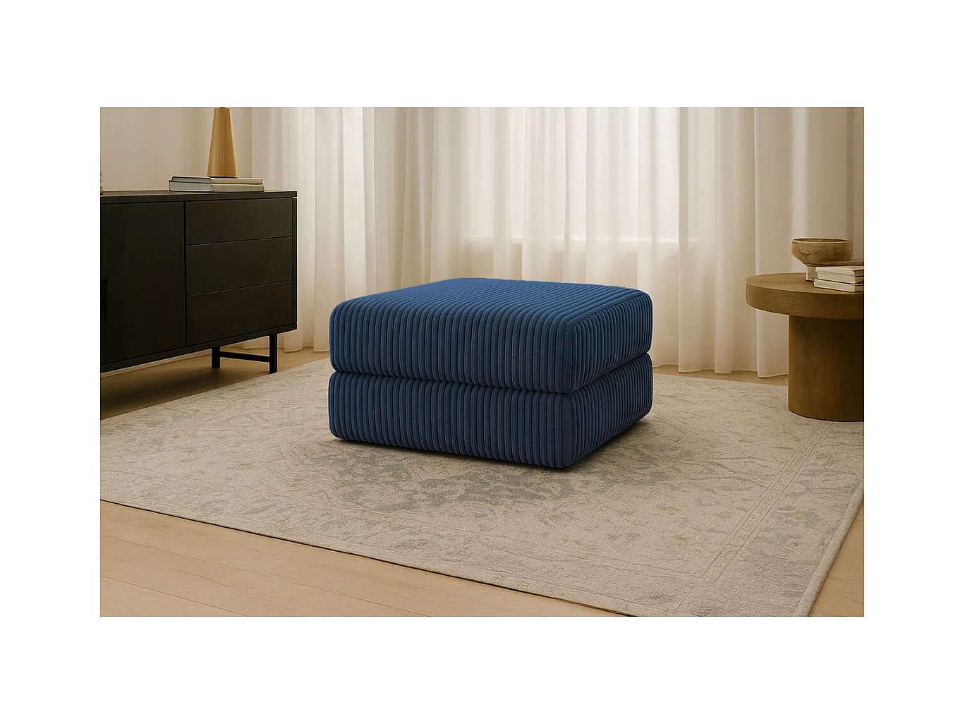 Pouf modulable et convertible - Velours côtelé XL - Bleu