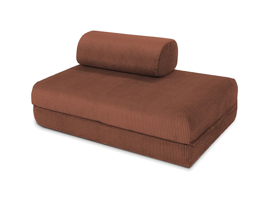 Canapé droit modulable et convertible 2 places - Velours côtelé - Terracotta