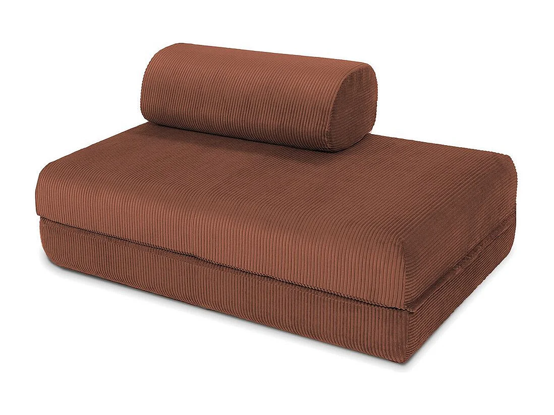 Canapé droit modulable et convertible 2 places - Velours côtelé - Terracotta