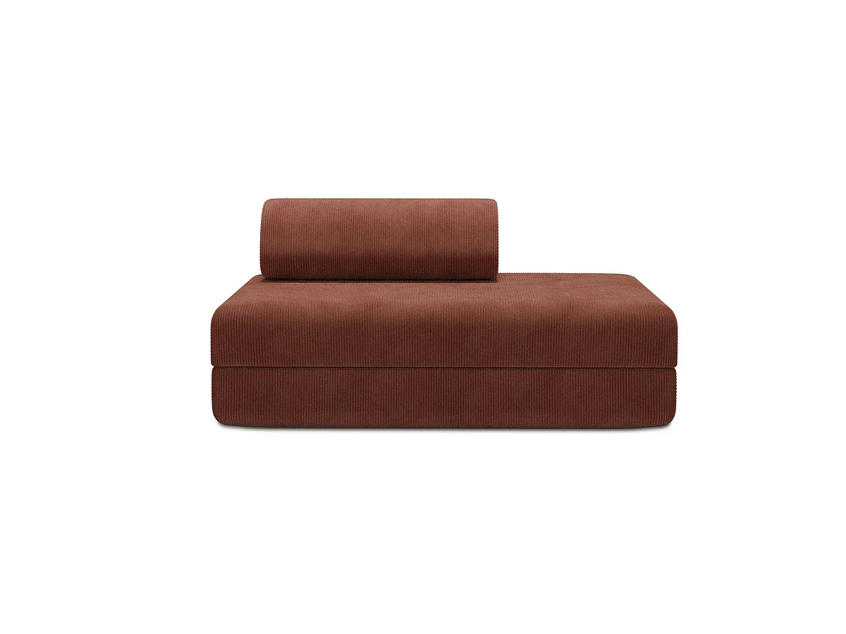 Canapé droit modulable et convertible 2 places - Velours côtelé - Terracotta