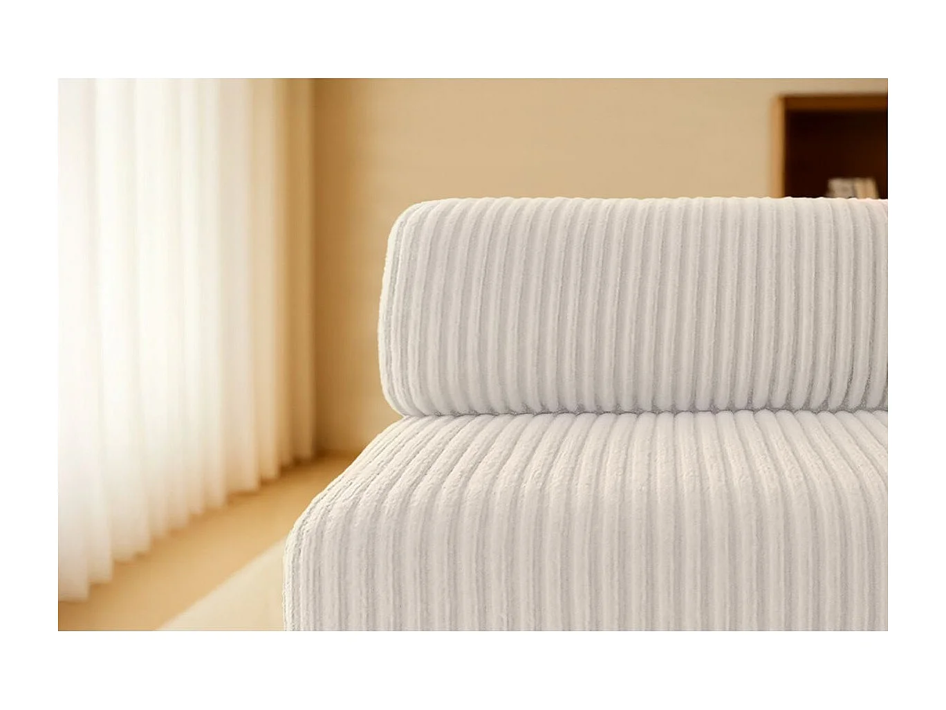 Canapé droit modulable et convertible 2 places - Velours côtelé XL - Blanc