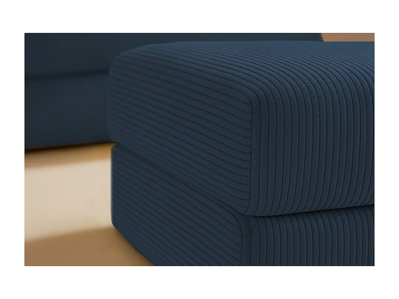 Pouf modulable et convertible - Velours côtelé - Bleu