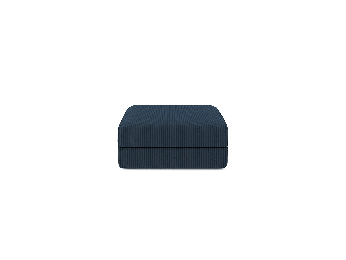 Pouf modulable et convertible - Velours côtelé - Bleu