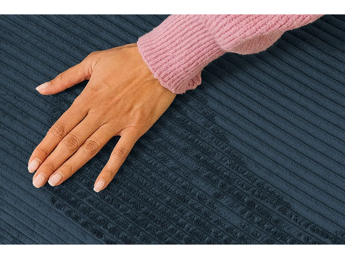 Pouf modulable et convertible - Velours côtelé - Bleu
