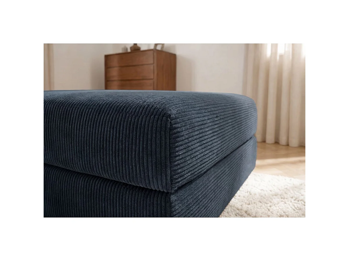 Pouf modulable et convertible - Velours côtelé - Bleu