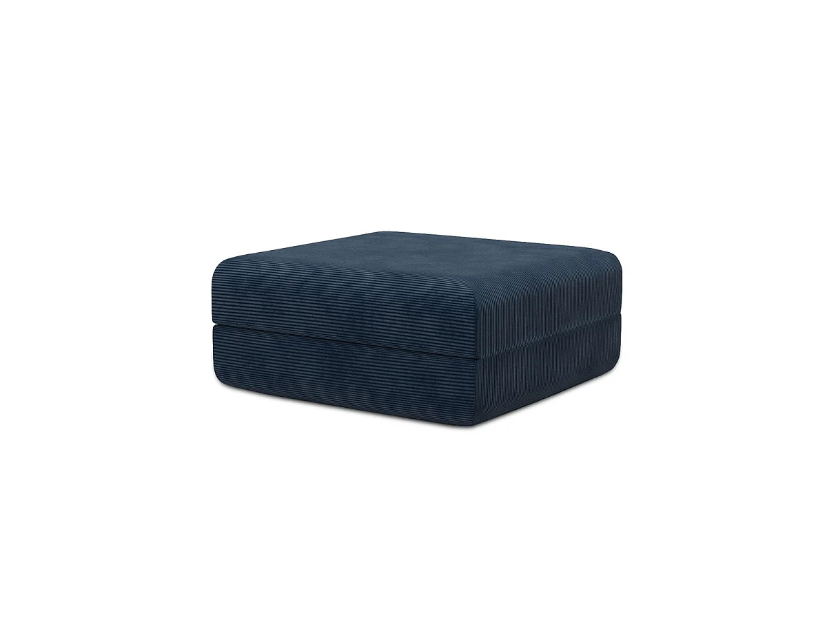 Pouf modulable et convertible - Velours côtelé - Bleu