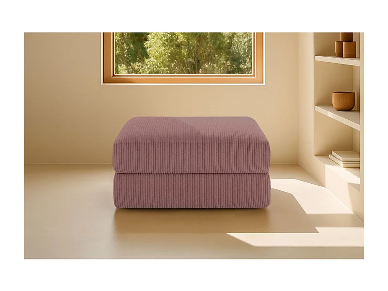 Pouf modulable et convertible - Velours côtelé - Rose
