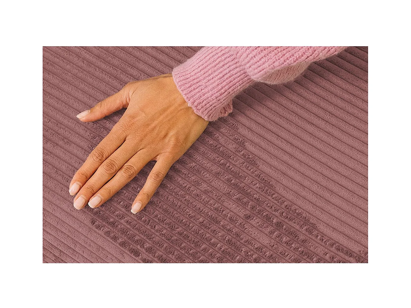 Pouf modulable et convertible - Velours côtelé - Rose