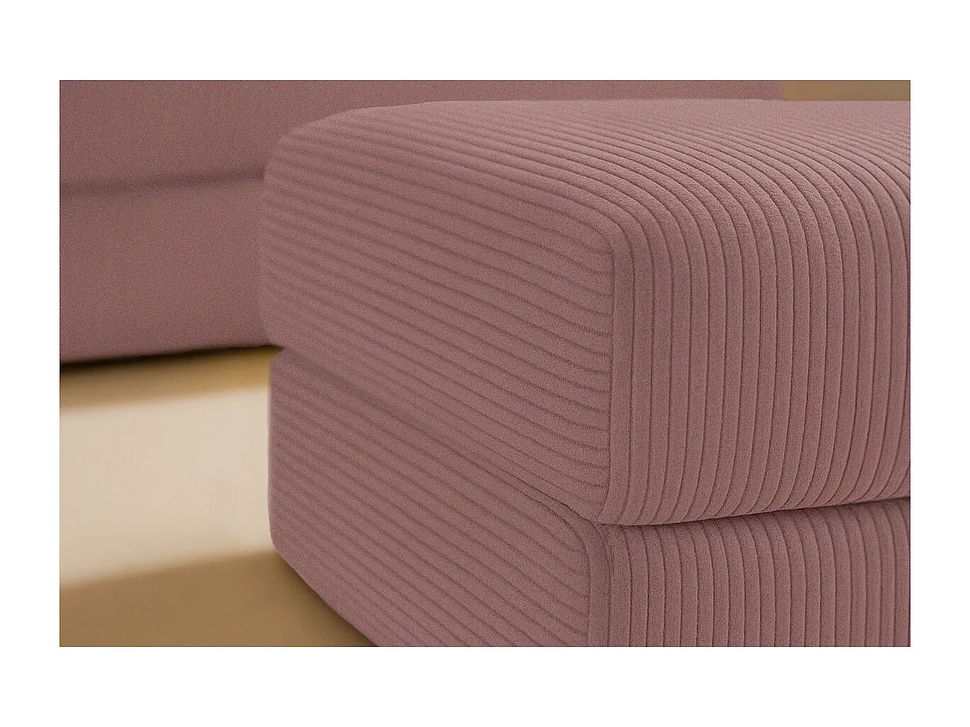 Pouf modulable et convertible - Velours côtelé - Rose