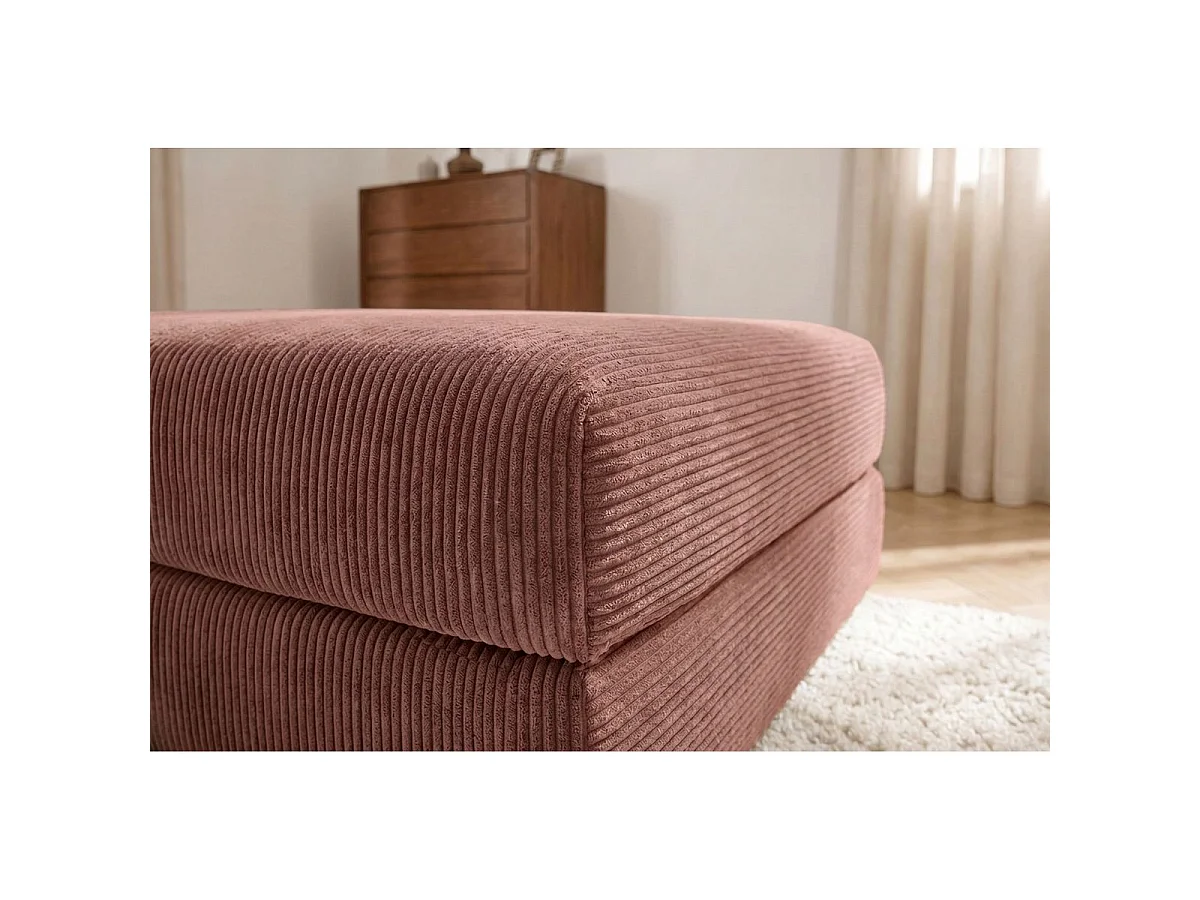 Pouf modulable et convertible - Velours côtelé - Rose