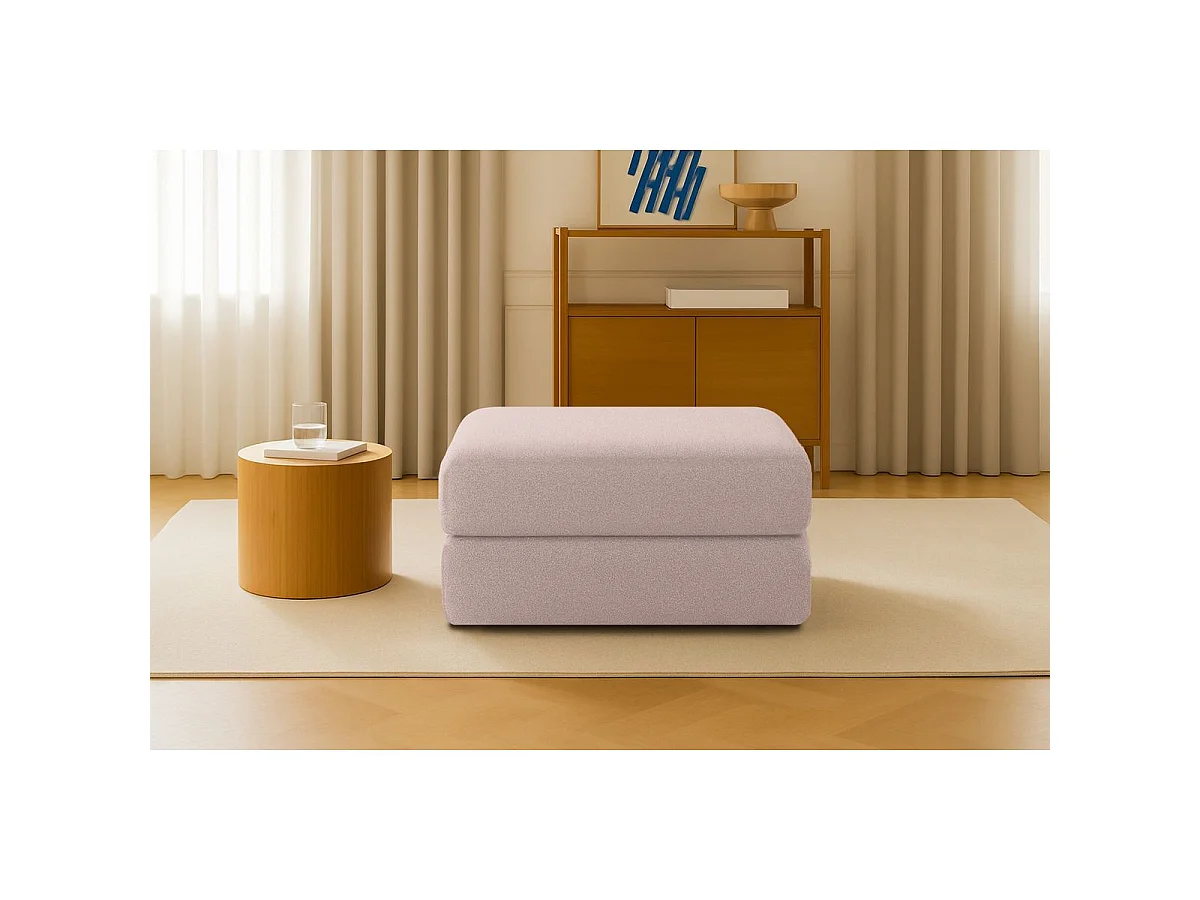 Pouf modulable et convertible - Tissu lisse - Rose