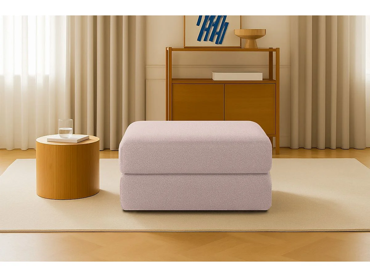 Pouf modulable et convertible - Tissu lisse - Rose