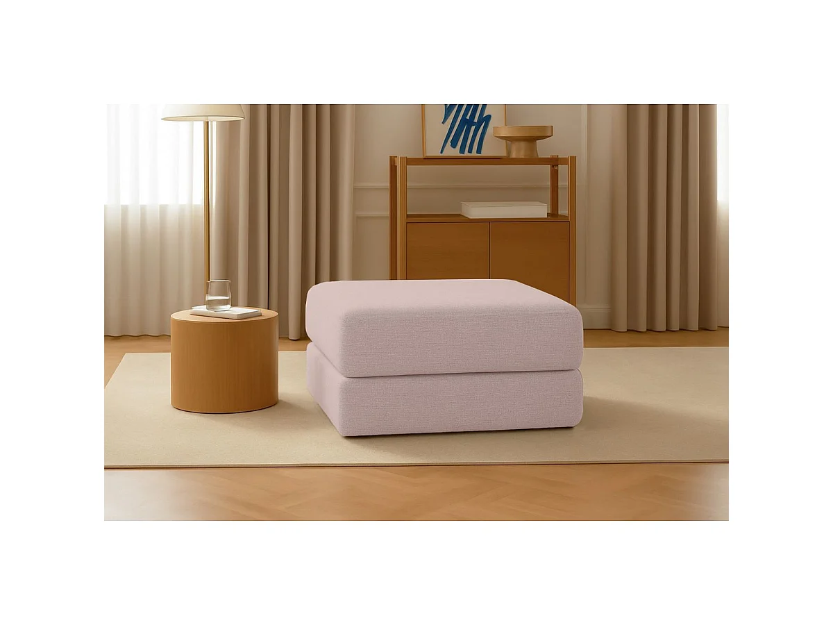 Pouf modulable et convertible - Tissu lisse - Rose