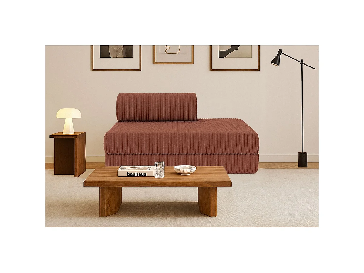 Canapé droit modulable et convertible 2 places - Velours côtelé XL - Terracotta