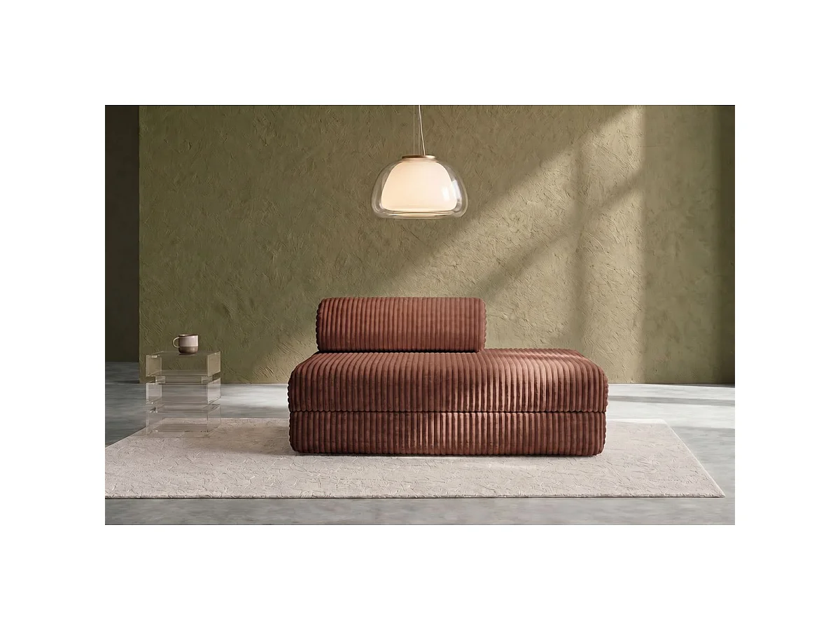 Canapé droit modulable et convertible 2 places - Velours côtelé XL - Terracotta