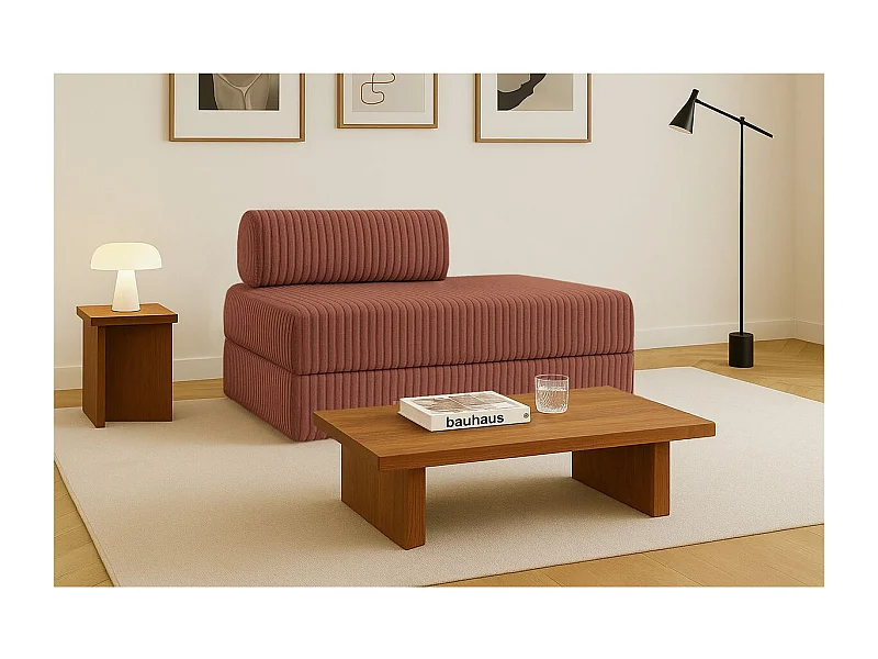 Canapé droit modulable et convertible 2 places - Velours côtelé XL - Terracotta