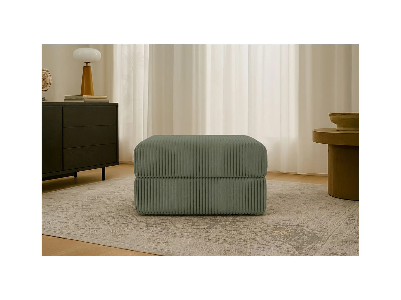 Pouf modulable et convertible - Velours côtelé XL - Vert