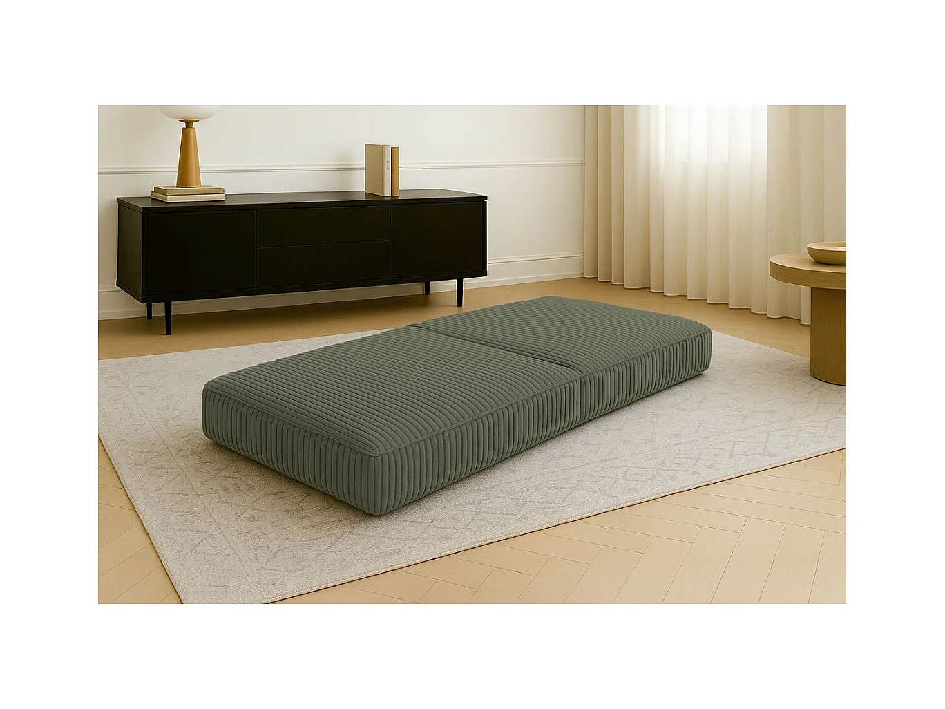Pouf modulable et convertible - Velours côtelé XL - Vert