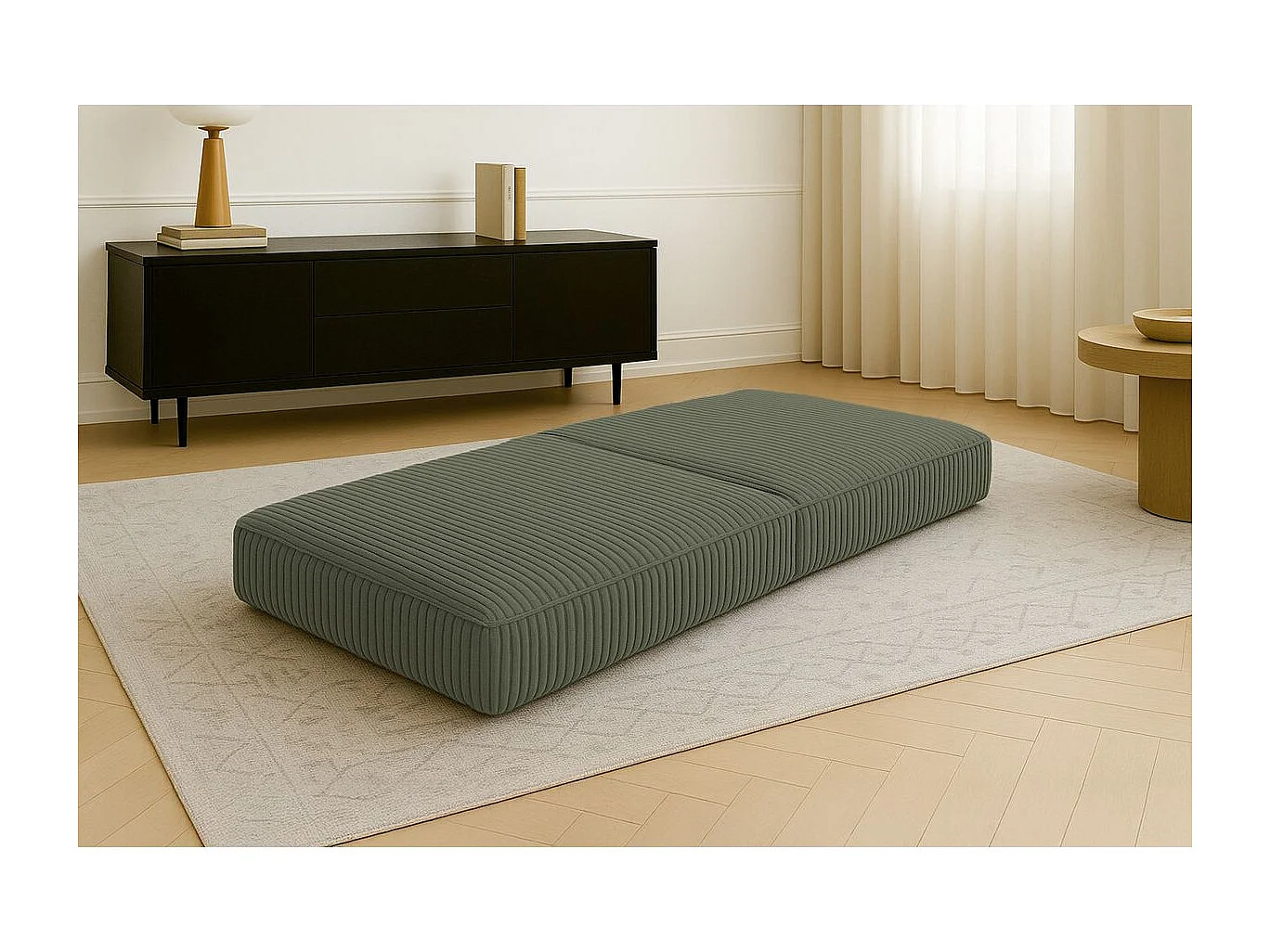 Pouf modulable et convertible - Velours côtelé XL - Vert