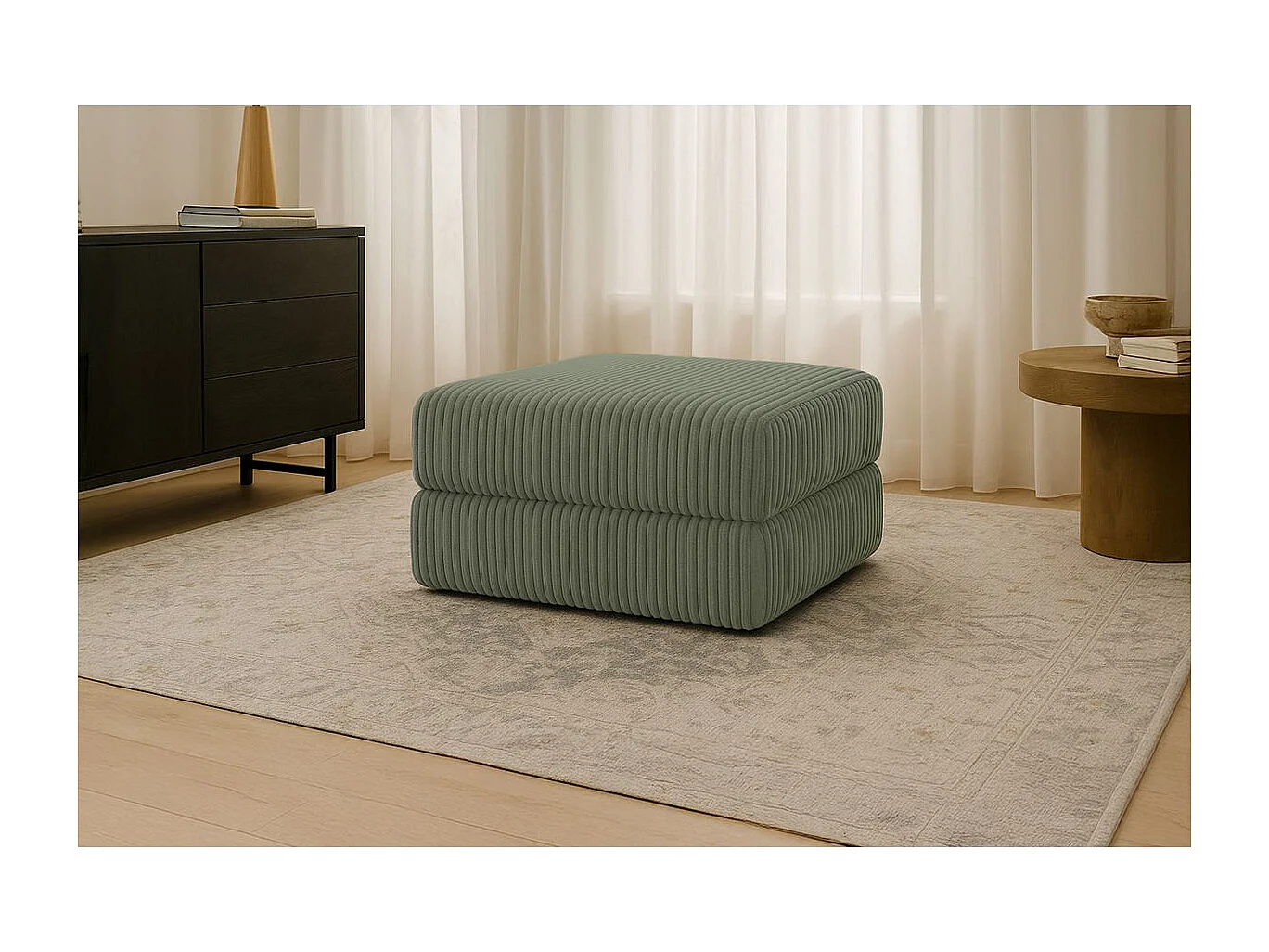 Pouf modulable et convertible - Velours côtelé XL - Vert