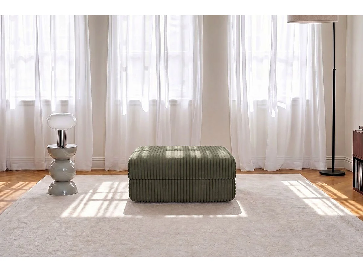 Pouf modulable et convertible - Velours côtelé XL - Vert