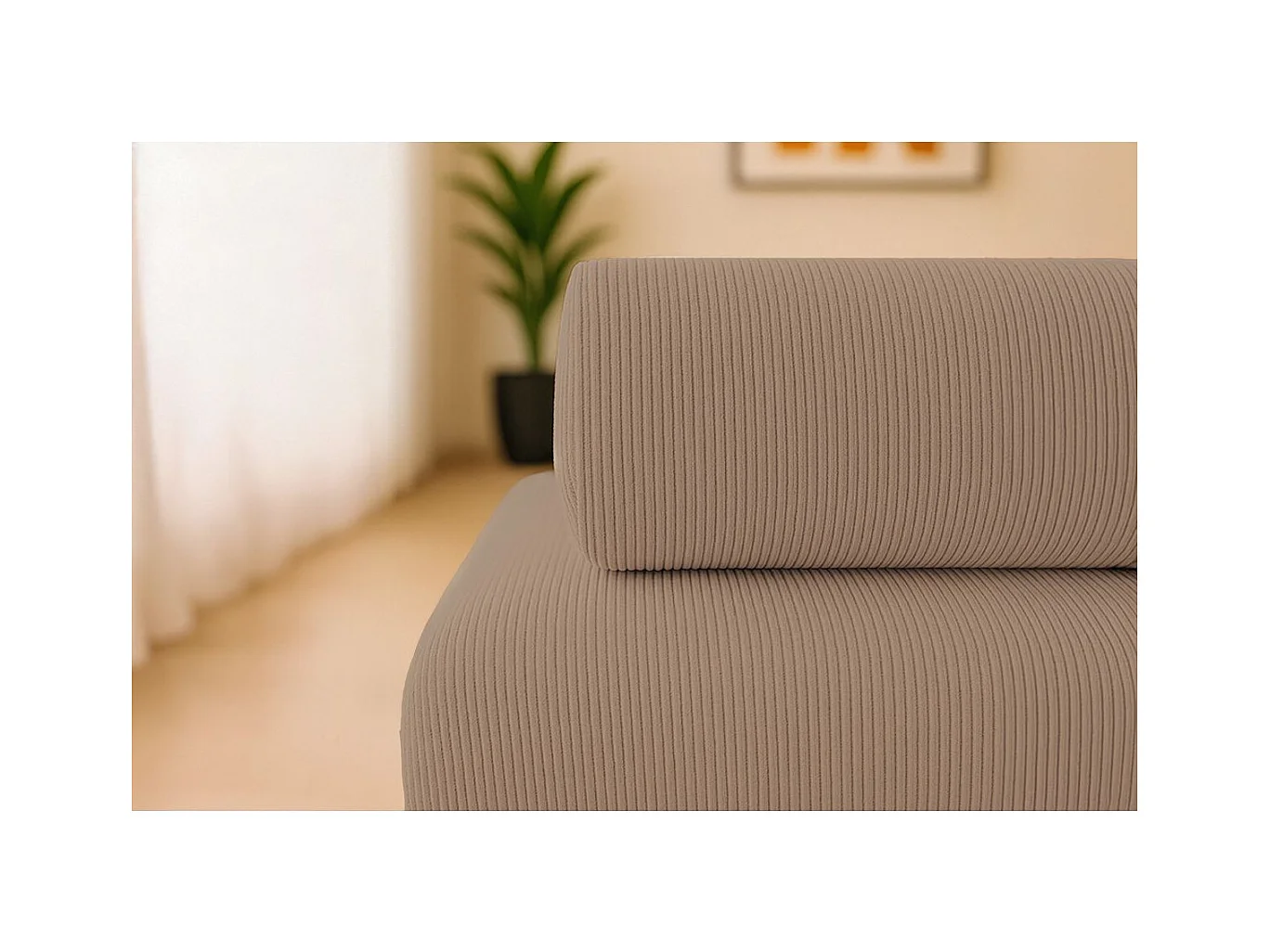 Canapé droit modulable et convertible 2 places - Velours côtelé - Taupe