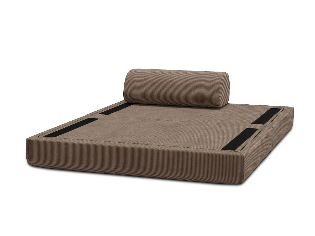Canapé droit modulable et convertible 2 places - Velours côtelé - Taupe