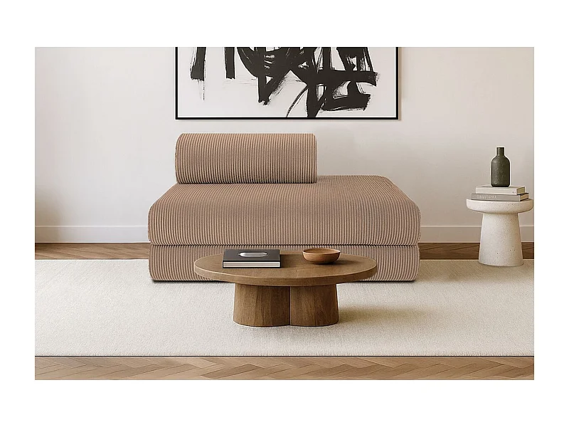 Canapé droit modulable et convertible 2 places - Velours côtelé - Taupe