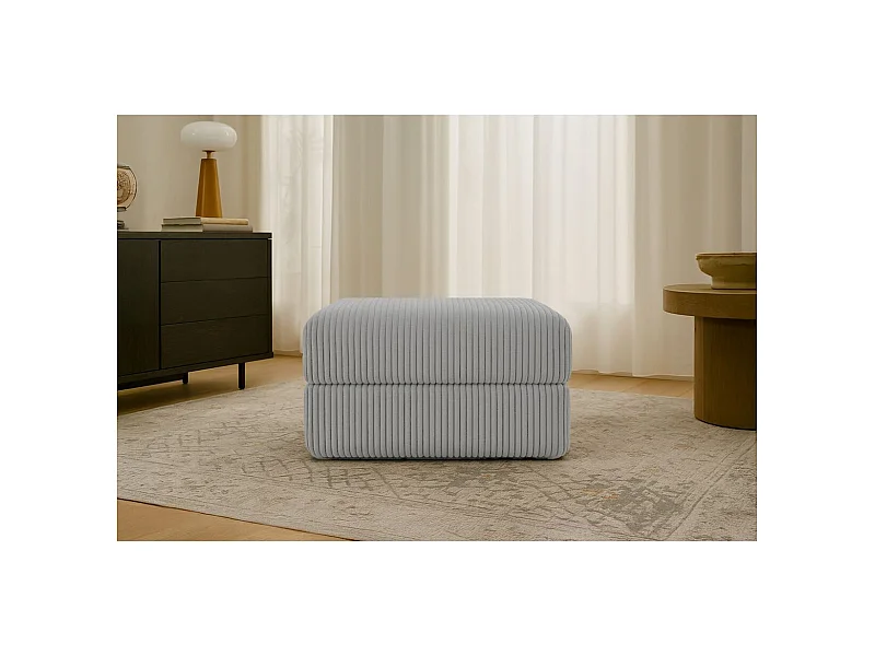 Pouf modulable et convertible - Velours côtelé XL - Gris clair