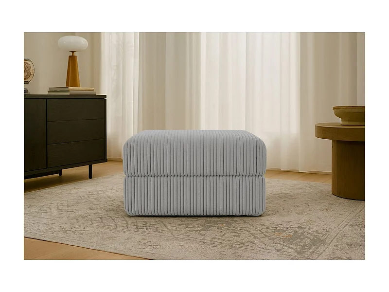 Pouf modulable et convertible - Velours côtelé XL - Gris clair