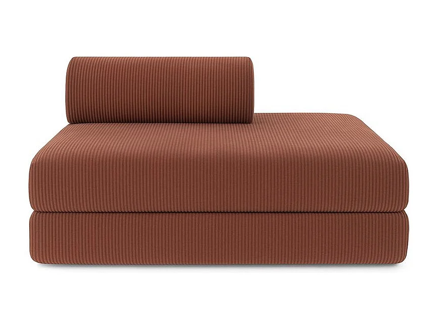 Canapé d'angle modulable et convertible 5 places - Velours côtelé - Terracotta