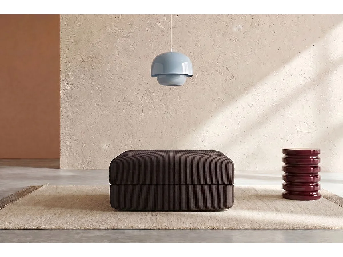Pouf modulable et convertible - Velours côtelé - Marron