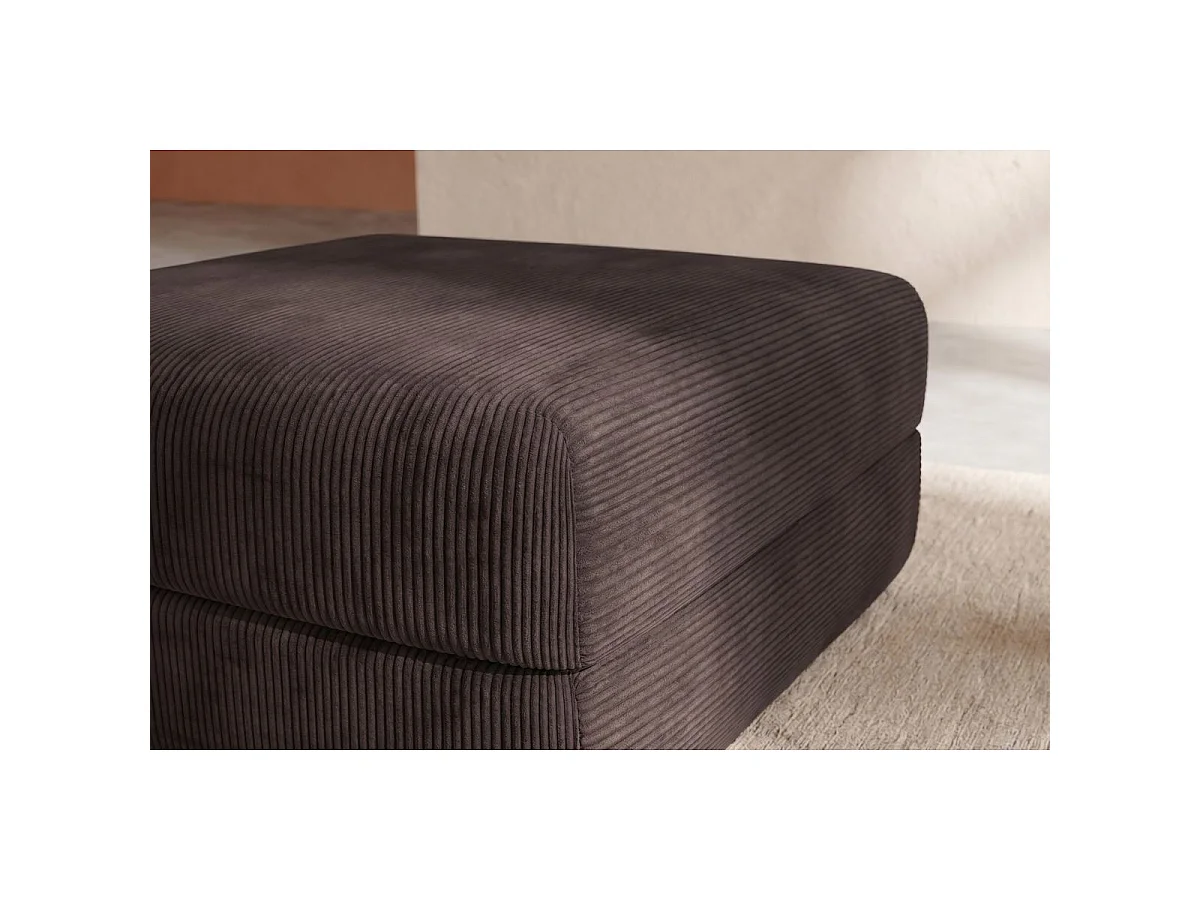 Pouf modulable et convertible - Velours côtelé - Marron