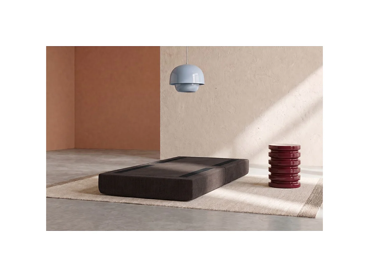Pouf modulable et convertible - Velours côtelé - Marron