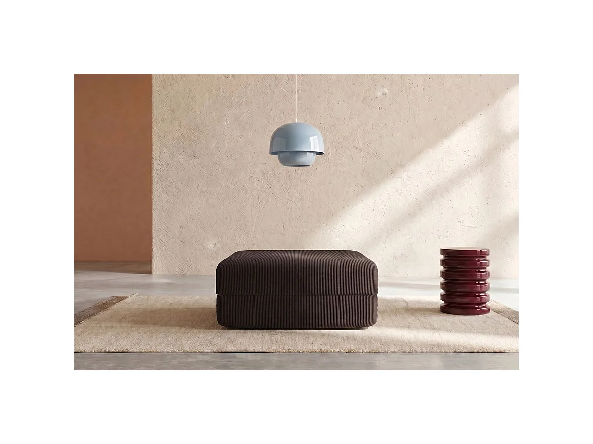 Pouf modulable et convertible - Velours côtelé - Marron