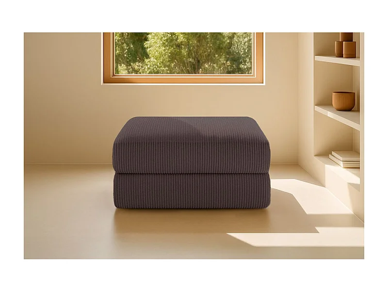 Pouf modulable et convertible - Velours côtelé - Marron